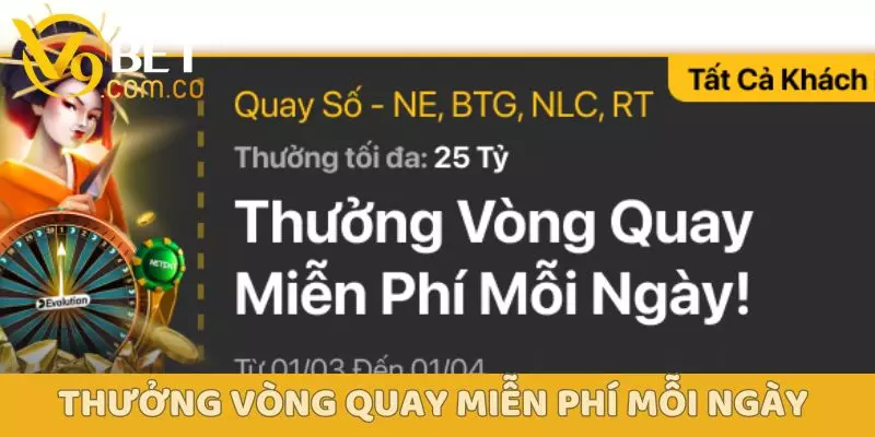 Khuyến Mãi V9BET Siêu Hấp Dẫn Dành Cho Mọi Thành Viên 1 Khuyến mãi V9Bet - Thưởng Vòng Quay Miễn Phí Vào Mỗi Ngày